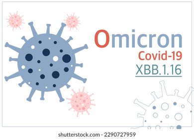 Vector illustration of COVID-19, Omicron strain, new outbreak  Strain XBB.1.16, red text on white background.