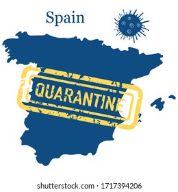 Vector illustration COVID-19 Pandemic. Quarantine Spain. Virus protection, infection prevention. Control Epidemic. Pathogen respiratory coronavirus 2019-nCoV. Health, medicine. Stop spread of virus