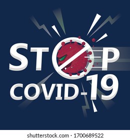 Vector illustration Covid-19 protection. Stop covid-19 virus or coronavirus text with coronavirus .