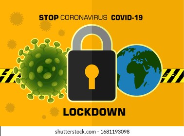 Vector illustration of COVID-19 Quarantine lockdown country. quarantine campaign to prevent spread of COVID-19 Corona virus outbreak. stop coronavirus concept.