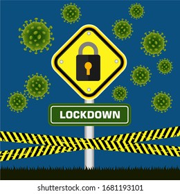 Ilustración vectorial del país de bloqueo de cuarentena COVID-19. campaña de cuarentena para evitar la propagación del brote del virus COVID-19 Corona. detener el concepto de coronavirus.