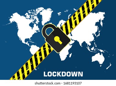 Ilustración vectorial del país de bloqueo de cuarentena COVID-19. campaña de cuarentena para evitar la propagación del brote del virus COVID-19 Corona. detener el concepto de coronavirus.