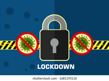 Ilustración vectorial del país de bloqueo de cuarentena COVID-19. campaña de cuarentena para evitar la propagación del brote del virus COVID-19 Corona. detener el concepto de coronavirus.