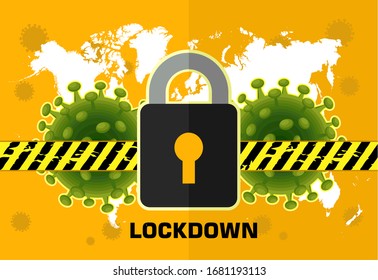 Vector illustration of COVID-19 Quarantine lockdown country. quarantine campaign to prevent spread of COVID-19 Corona virus outbreak. stop coronavirus concept.