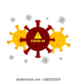 Ilustración vectorial de la advertencia de virus covid-19 con fondo blanco. un objeto perfecto para el contenido que dice los peligros de covid-19