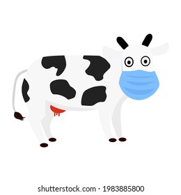 Vector illustration cow animal with gray and black color, isolated on white background.