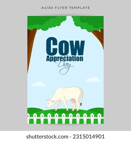 Vector illustration of Cow Appreciation Day social media story feed mockup template