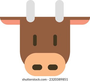 Vector illustration of a cow or bull head. Farm animal. Cow cartoon for children.