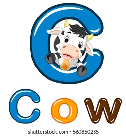 Vector illustration of cow cartoon
