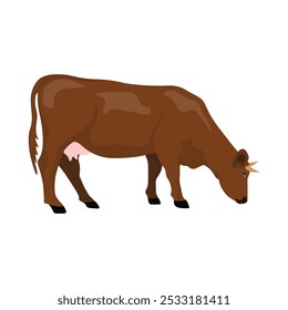 Ilustração vetorial de vaca em estilo de desenho animado plano. Criação de bovinos domésticos. Cores preto e branco. Pecuária e pecuária Agricultura hoje