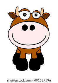 Vector illustration of a cow cartoon style