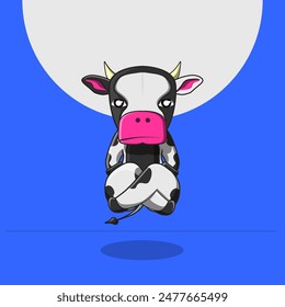 Vector illustration of a cow in a cute pose
