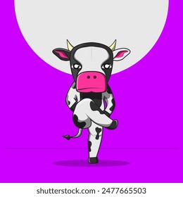 Vector illustration of a cow in a cute pose