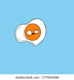 vector illustration of cow eye egg. cute sunny egg mascot. Cute flat egg design. suitable for food icon