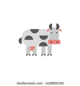 Vector illustration of a cow farm animal in simple geometric shape. It can be good as design element of farm re