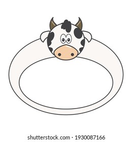 Vector illustration with cow funny farm animals