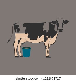 vector illustration of the cow gives milk