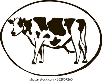 vector illustration of the cow gives milk