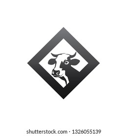 Vector illustration with cow and gradient color