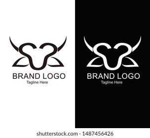 Vector illustration of cow head logo