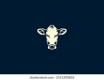 Ilustração vetorial do design do logotipo da cabeça de vaca