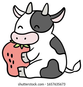 Strawberry cow art print cute gift Home Décor Prints etna.com.pe