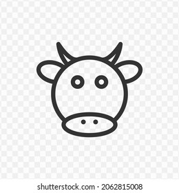 Vector Illustration Of Cow Icon In Dark Color And Transparent Background(png).