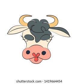vector illustration of a cow kisses