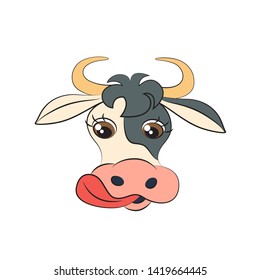vector illustration of the cow licked
