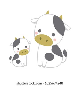 Vector Illustration | Cow parent and child