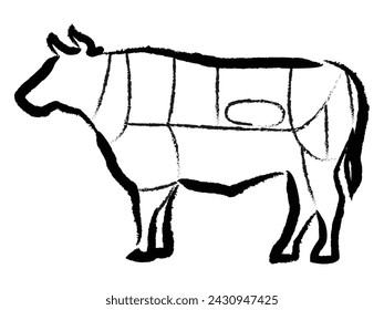 Vector illustration of cow parts