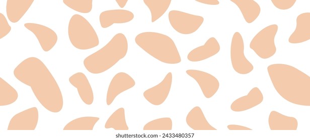 Vector illustration. Cow pattern texture. Seamless animal print. Stains on a white background. Ideal for textile design, screensavers, covers, cards, invitations and posters.