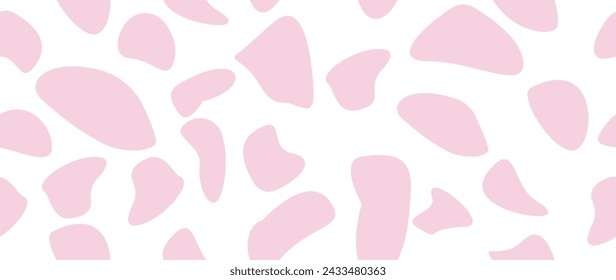 Vector illustration. Cow pattern texture. Seamless animal print. Stains on a white background. Ideal for textile design, screensavers, covers, cards, invitations and posters.