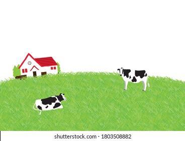 Vector illustration of cow ranch 