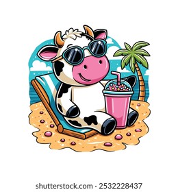 ilustração vetorial de uma vaca relaxando