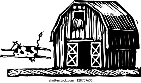 Vector illustration of a cow running
