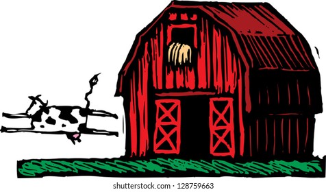 Vector illustration of a cow running