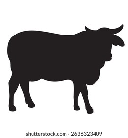 ilustração vetorial da vaca em aparências de silhueta