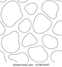 Vector illustration, cow spots seamless pattern. Black outline.