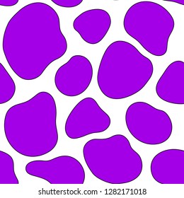 Vector illustration, cow spots seamless pattern. Violet color.