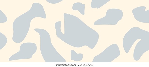 Ilustración vectorial. Patrón de textura de vaca. Patrón de piel animal. Manchas sobre un fondo claro. Ideal para el diseño textil, protectores de pantalla, cubiertas, tarjetas, invitaciones y carteles.