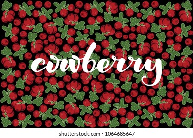 vector illustration of cowberry and leaf design with lettering cowberry background black and berry EPS10
