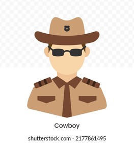 Vector illustration of Cowboy Avatar in color on a transparent background (PNG). EPS Vector