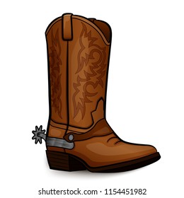 Vector illustration of cowboy boot brown design