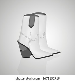 Vector illustration of cowboy boot white design.
