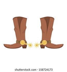 Vector illustration of cowboy boots with spoor isolated on white 