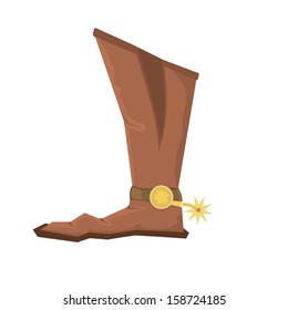 Vector illustration of cowboy boots with spoor isolated on white 