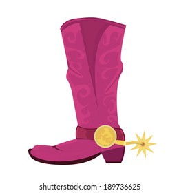 Vector illustration of cowboy boots with spoor isolated on white