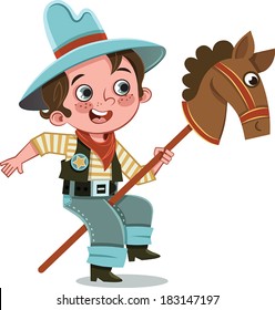 Vector illustration of a cowboy child.