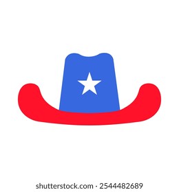 Ilustración vectorial de un sombrero de vaquero o vaquera de la colección de íconos con temas de banderas estadounidenses. Una celebración de la cultura y la identidad estadounidenses. Celebraciones del Día de la Independencia, un elemento decorativo en